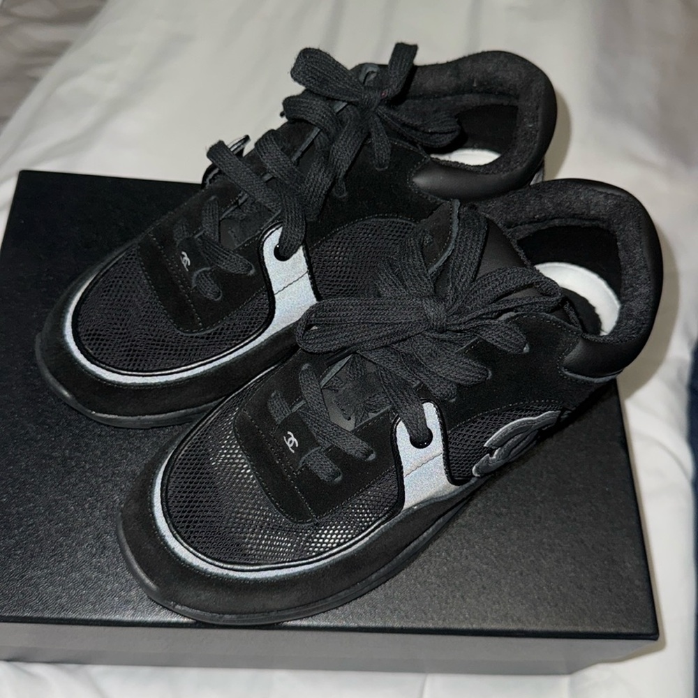 Chanel Interlocking Black Sneakers CC